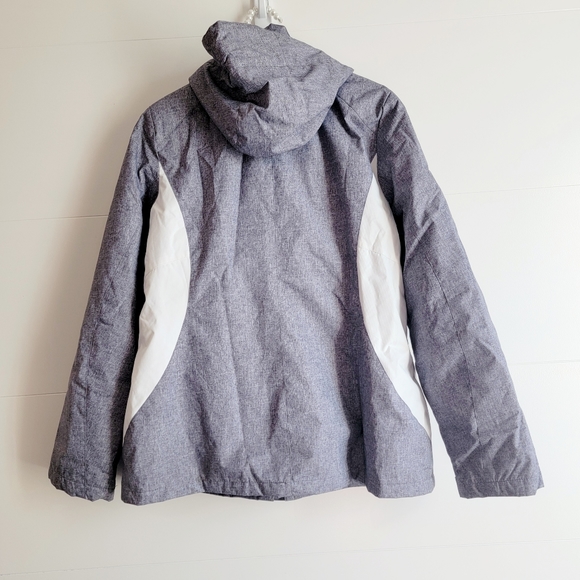Womens Gray and White Snow Jacket w/ removeable Fuschia Pink Fleece Jacket Sz L - Picture 8 of 12